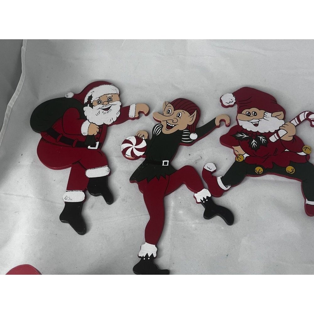 Christmas Ladder Figures 3ct  Elf’s Santa  Wood